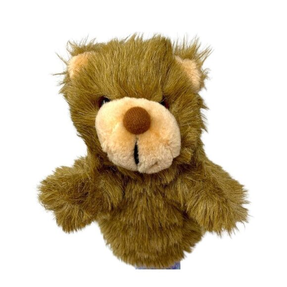 Realistic Brown Bear Hand Puppet Toy Gift Plush Animal Pretend Play Educational - Picture 1 of 9